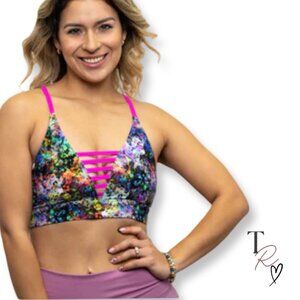 Peachy Athletic NWT Seventh Heaven Sports Bra Galaxy Print Size Small